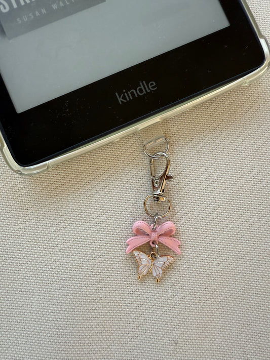 Pink Bow & ButterflyTethered Charm