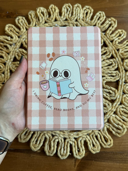 Drink Coffee Ghostie Kindle Case- MAGNETIC COVER