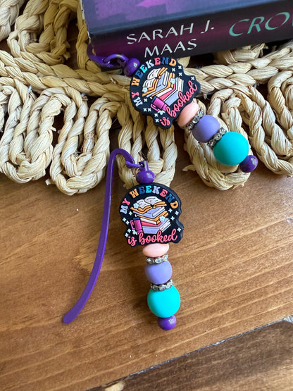My weekend is booked beaded bookmark