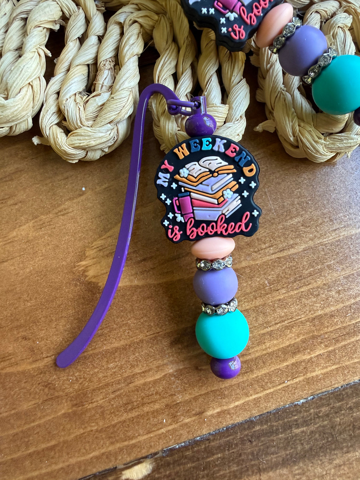 My weekend is booked beaded bookmark