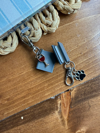 Grey Book with customizable charm- Tethered Charm