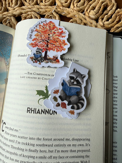 Fall Raccoon Magnetic Bookmark