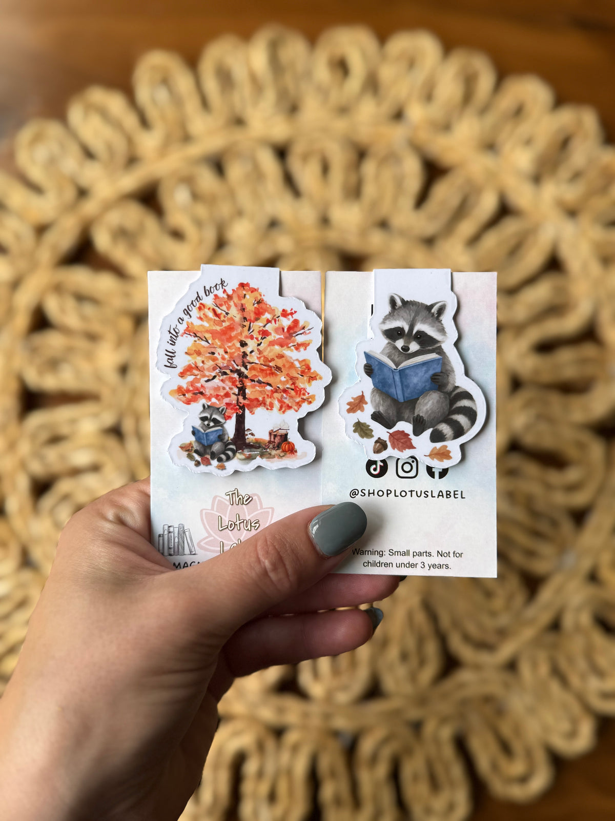 Fall Raccoon Magnetic Bookmark