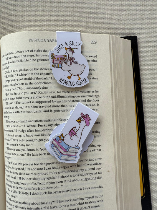 Silly Reading Goose Magnetic Bookmark