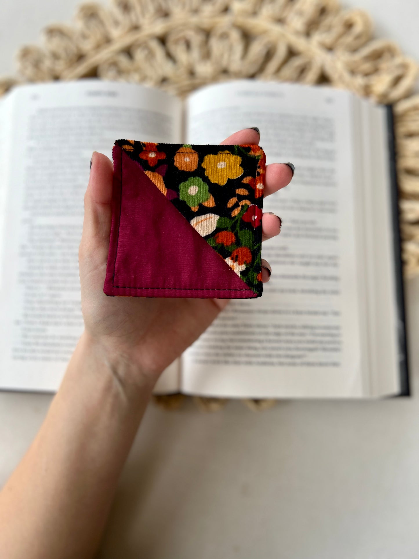 Floral Corduroy Corner Bookmark