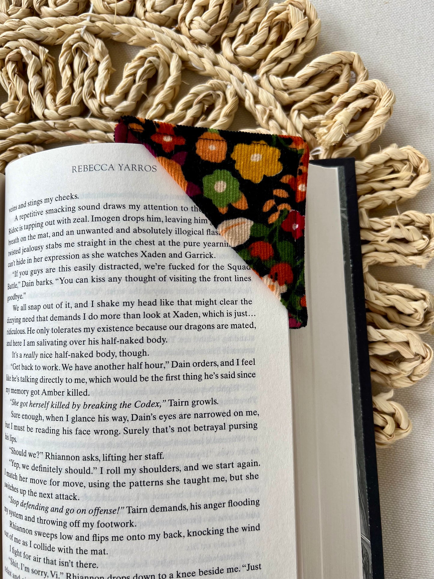 Floral Corduroy Corner Bookmark