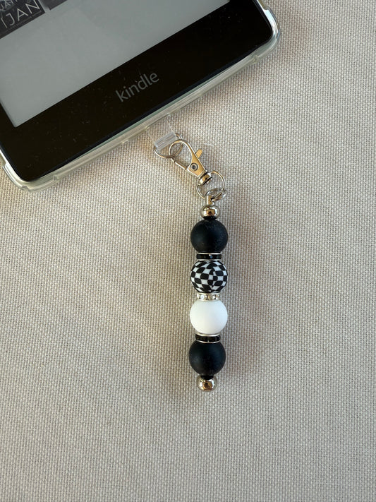 Checkered Bead Tethered Charm