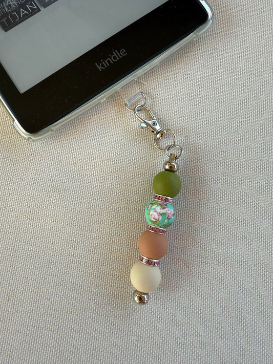 Vintage Floral Bead Tethered Charm