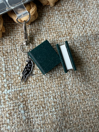 Teal Glitter Book with customizable charm- Tethered Charm