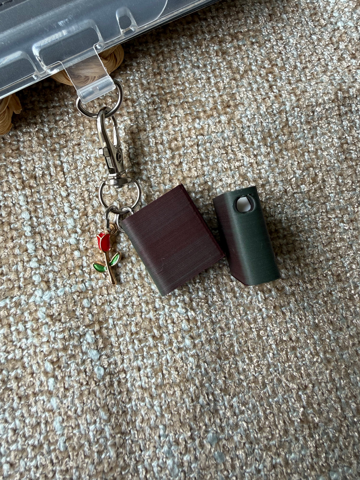 Two tone Green/Maroon Book with customizable charm- Tethered Charm