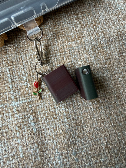 Two tone Green/Maroon Book with customizable charm- Tethered Charm