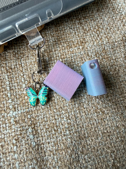 Two tone purple/blue Book with customizable charm- Tethered Charm