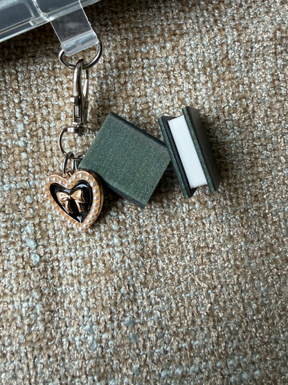 Shimmer Green Book with customizable charm- Tethered Charm