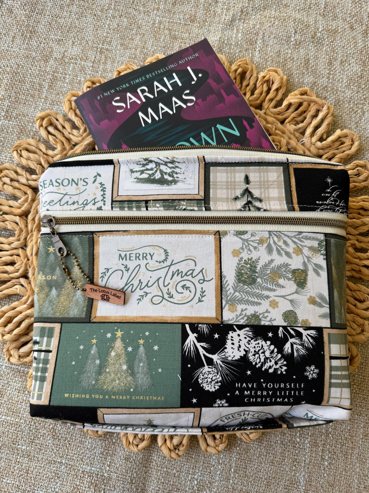 Green Christmas Patchwork Book Sleeve