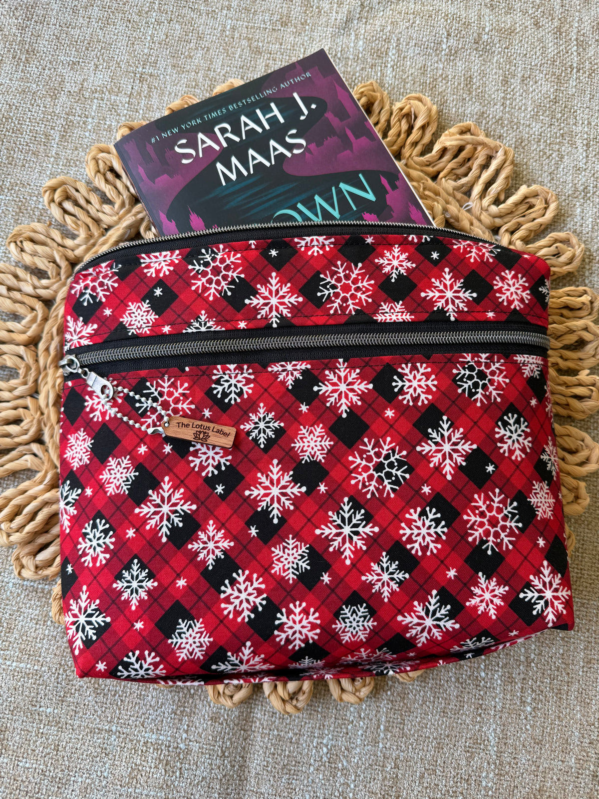 Snowflake Plaid Book Sleeve