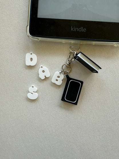 Black Book with Initial Tethered Charm