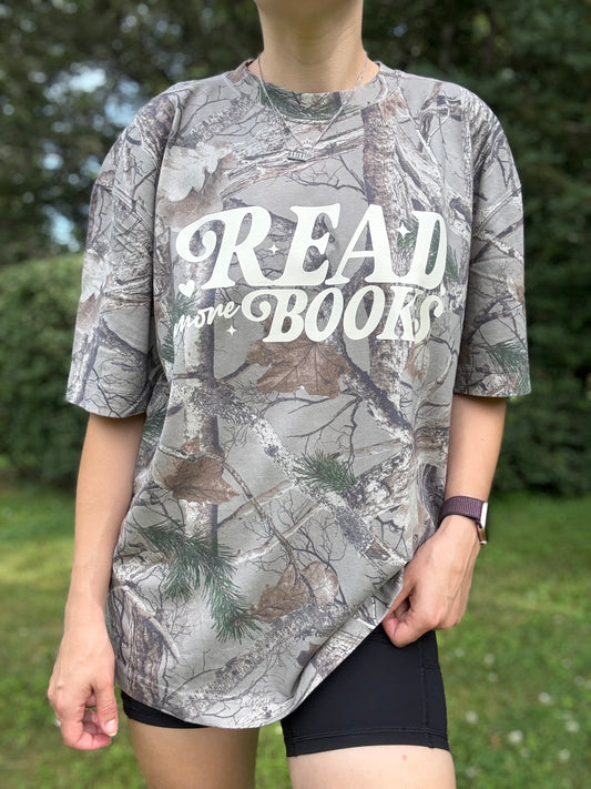 Read More Books Camo Oversized T-shirt