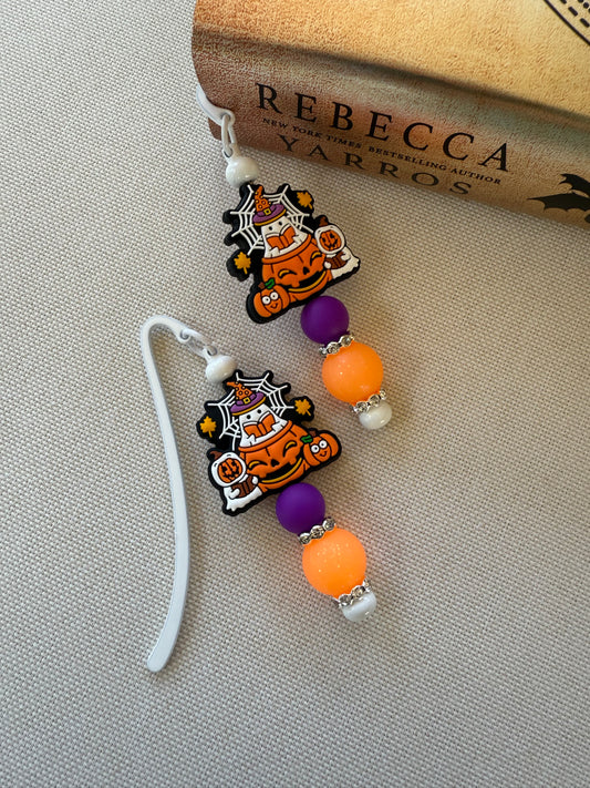 Pumpkin Ghosts Beaded Bookmark