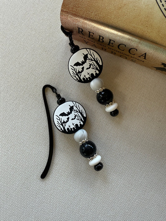 Graveyard Bats Beaded Bookmark