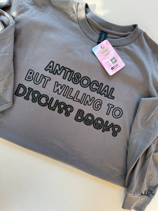 Antisocial but willing... Long Sleeve Dark Gray Medium