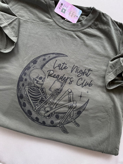 Late Night Readers Club Moon Skelly Shirt