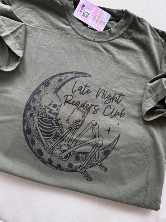 Late Night Readers Club Moon Skelly Shirt