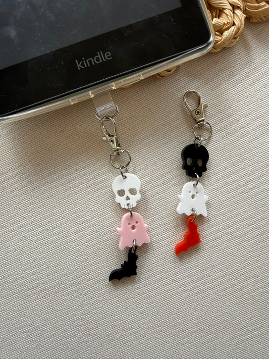 Skull,Ghost, & Bat Tethered Charm