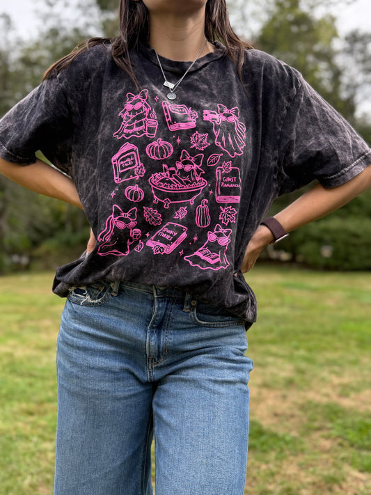 Acid Wash Pink Ghosts Shirt