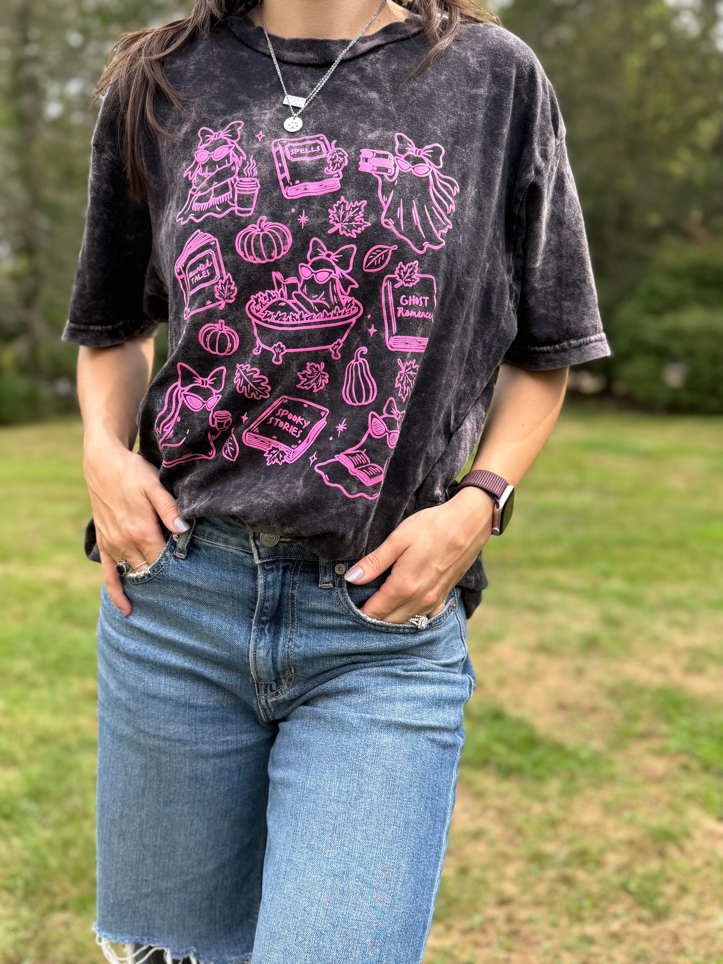 Acid Wash Pink Ghosts Shirt