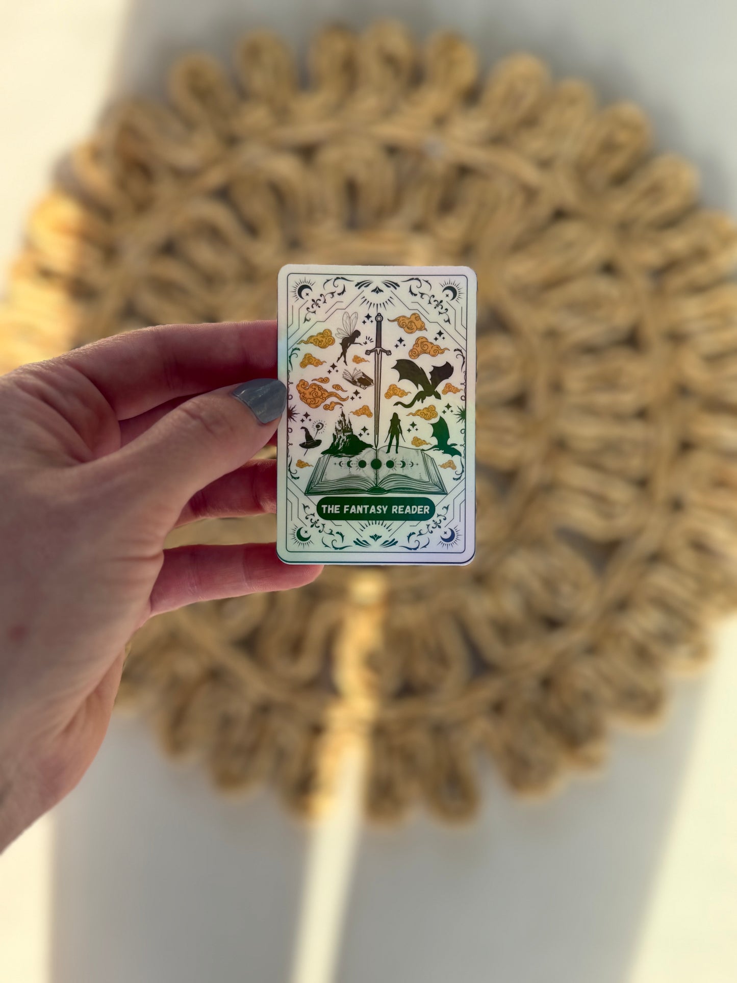 Holographic The Fantasy Reader Sticker