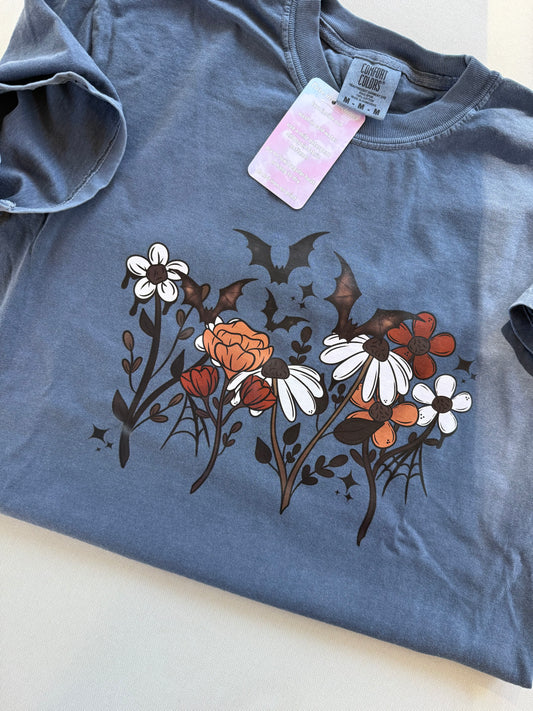Flowers & Bats Shirt (Sleeve Print)