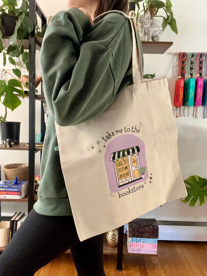 Take me to the bookstore tote