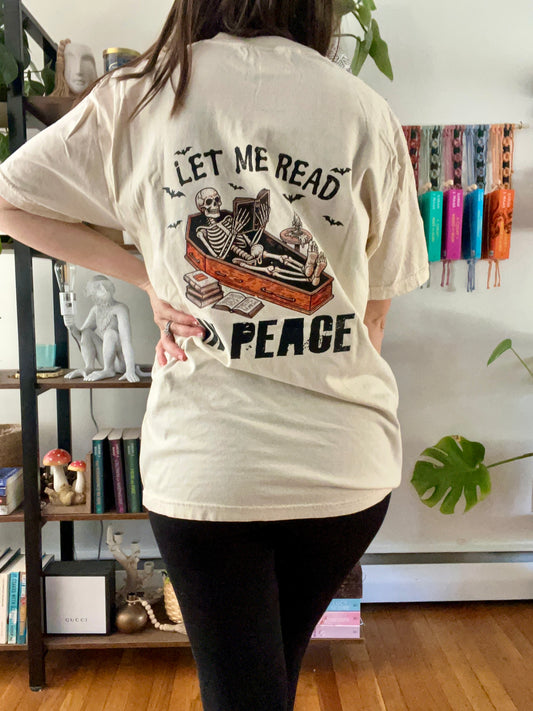 Read in Peace (color with Coffin) Shirt (BACK & POCKET DESIGN)