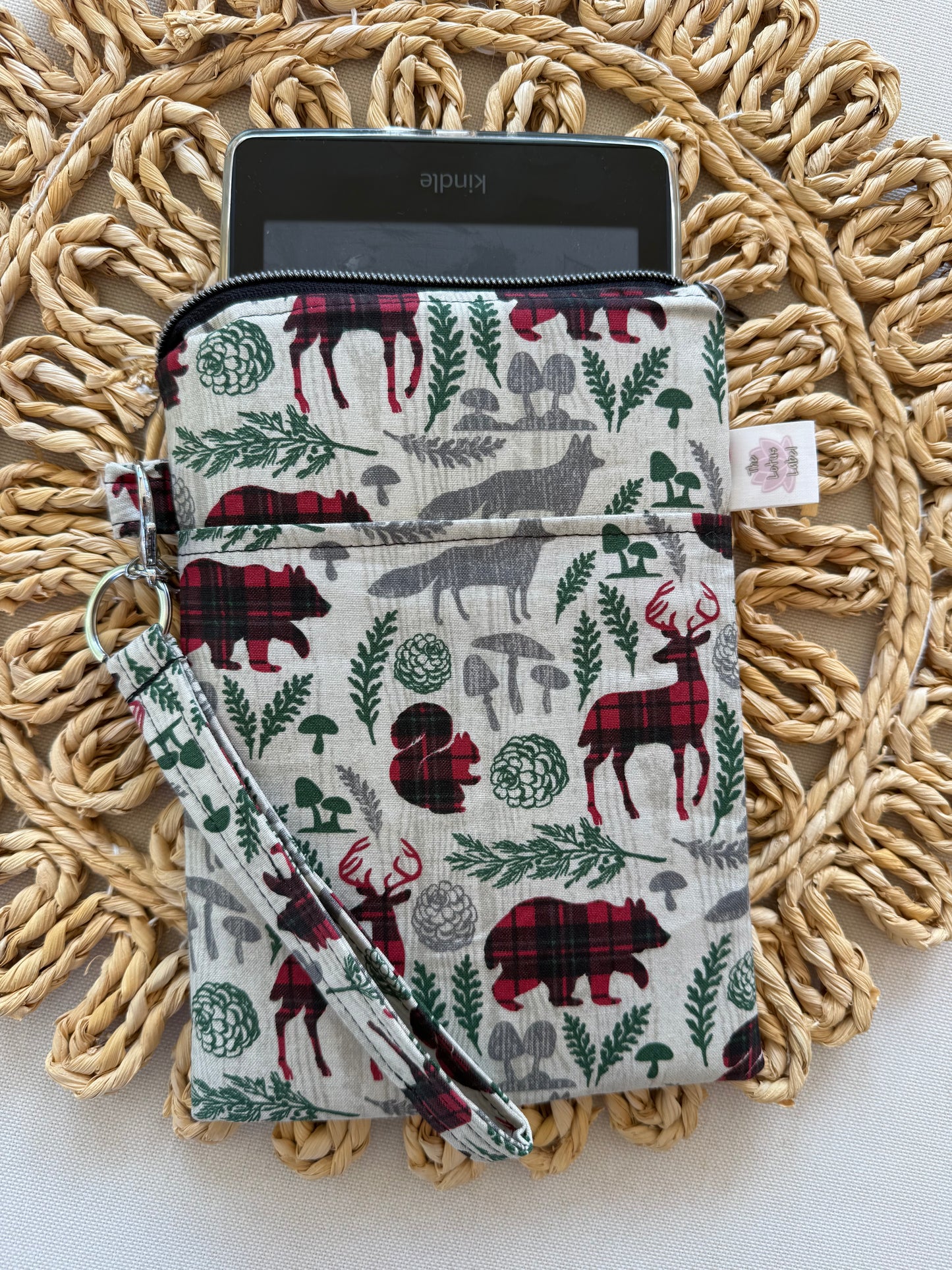 Plaid Woodland Animals Kindle Sleeve