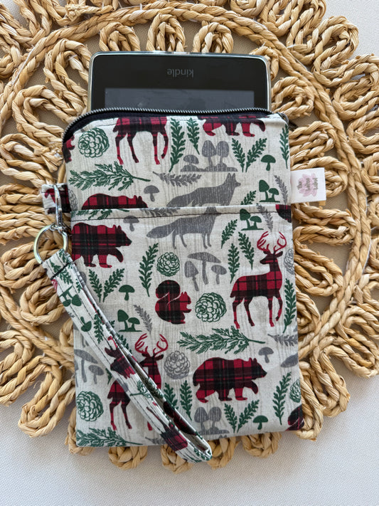 Plaid Woodland Animals Kindle Sleeve