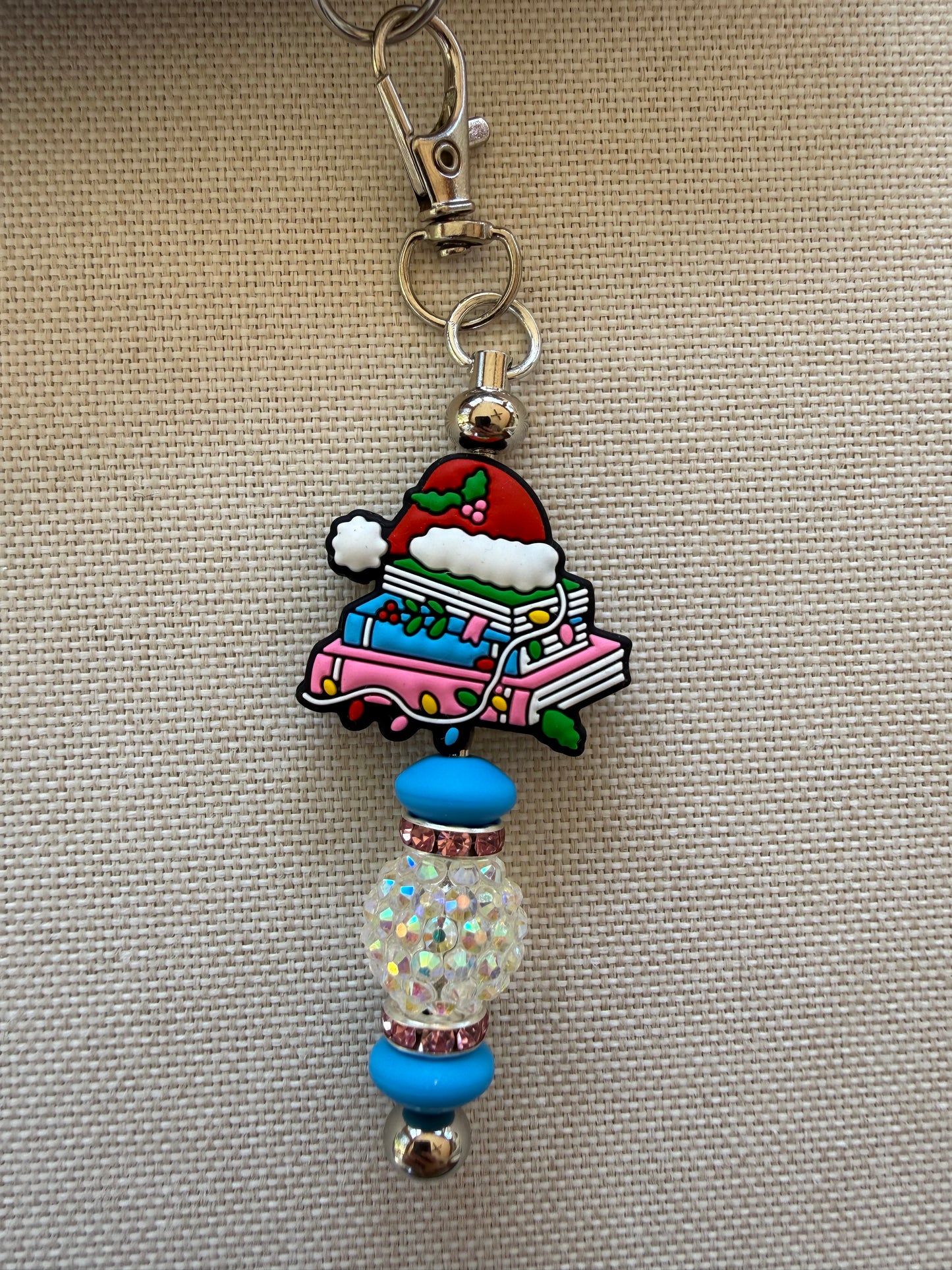 Santa Hat Book Stack Tethered Charm