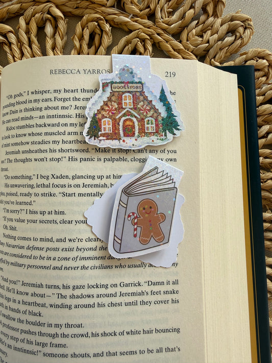 Holographic Gingerbread Bookstore Magnetic Bookmark