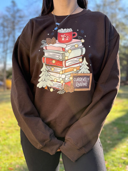 Currently Reading Winter Book Stack Shirt
