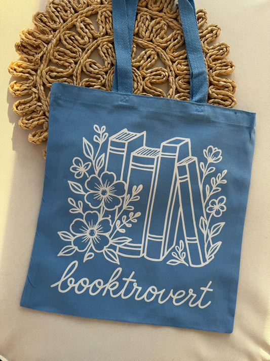 IMPERFECT Booktrovert Tote Bag- Carolina Blue