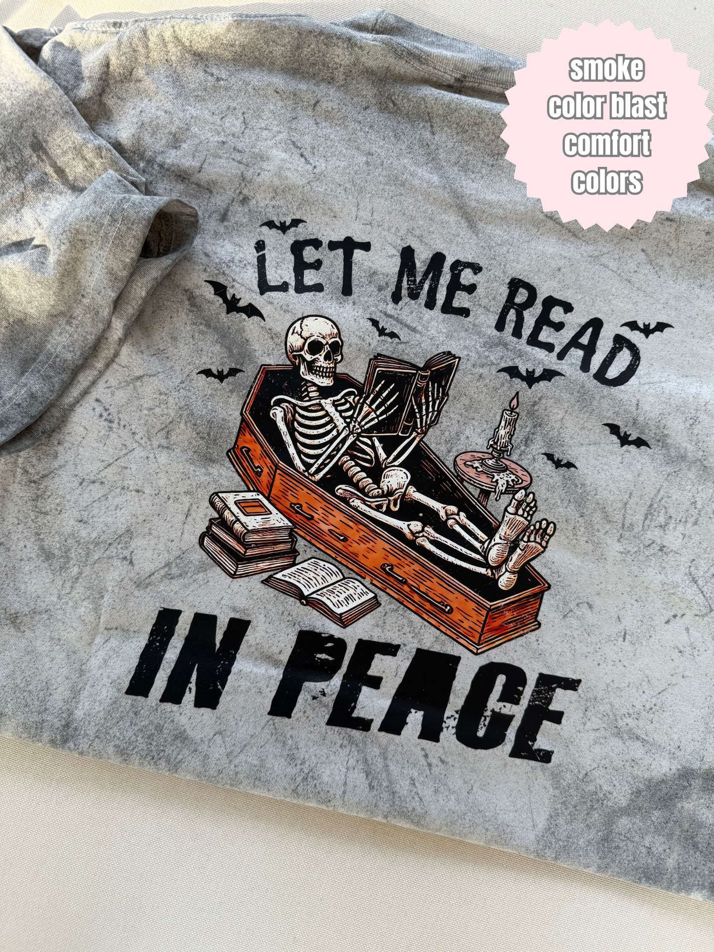 Read in Peace (color with Coffin) Shirt (BACK & POCKET DESIGN)