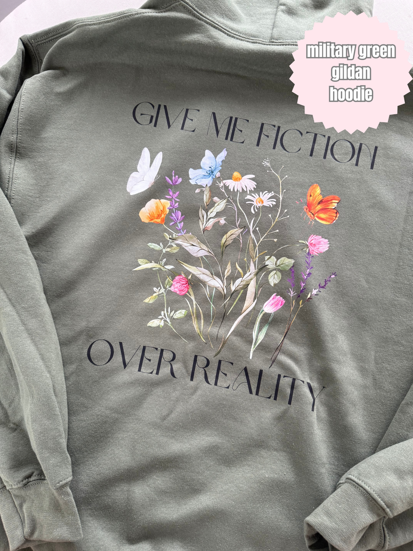 Give me fiction over reality Shirt (BACK & POCKET DESIGN)