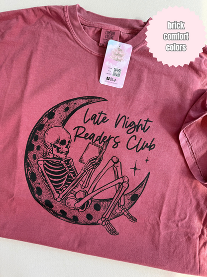 Late Night Readers Club Moon Skelly Shirt