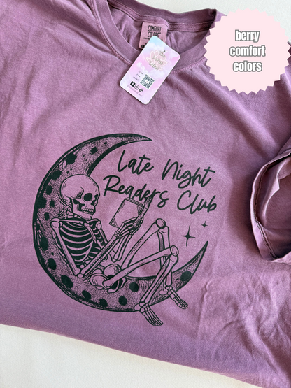 Late Night Readers Club Moon Skelly Shirt