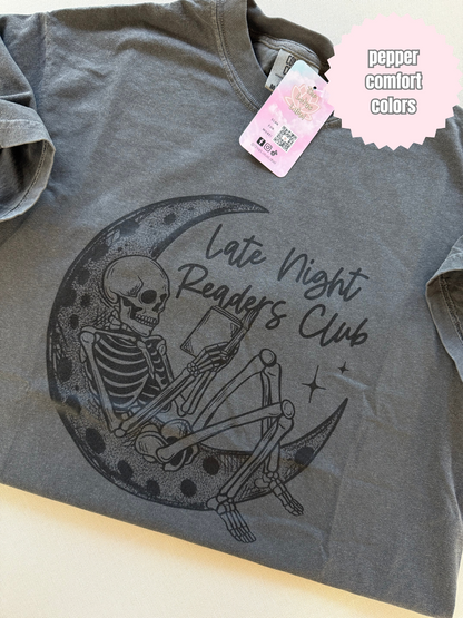 Late Night Readers Club Moon Skelly Shirt