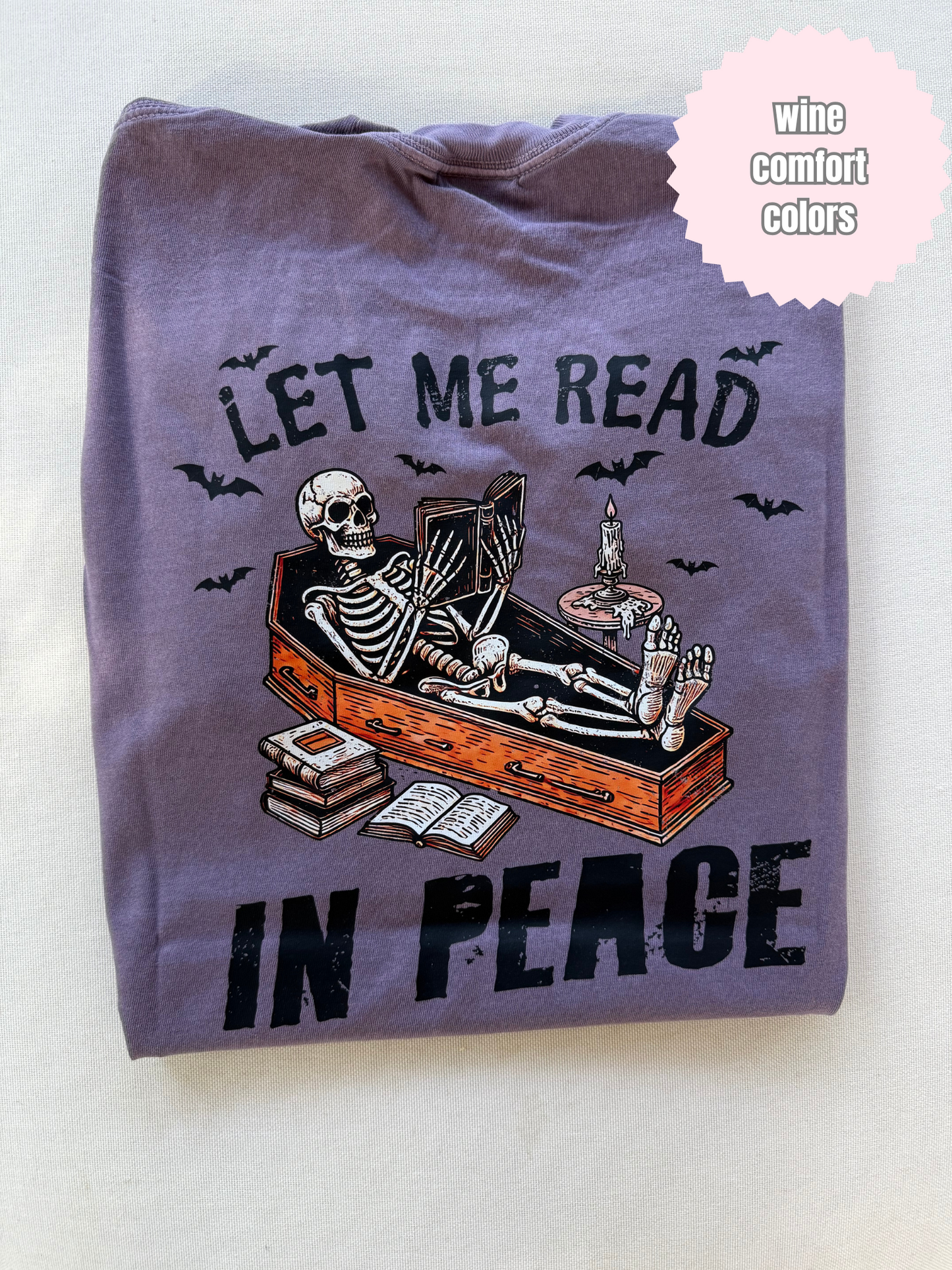 Read in Peace (color with Coffin) Shirt (BACK & POCKET DESIGN)