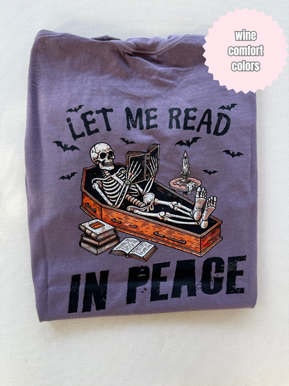 Read in Peace (color with Coffin) Shirt (BACK & POCKET DESIGN)
