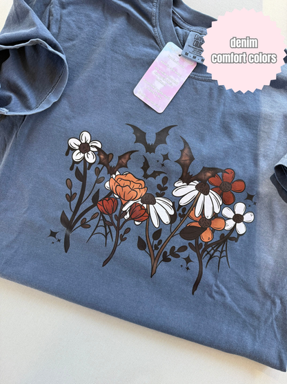 Flowers & Bats Shirt (Sleeve Print)