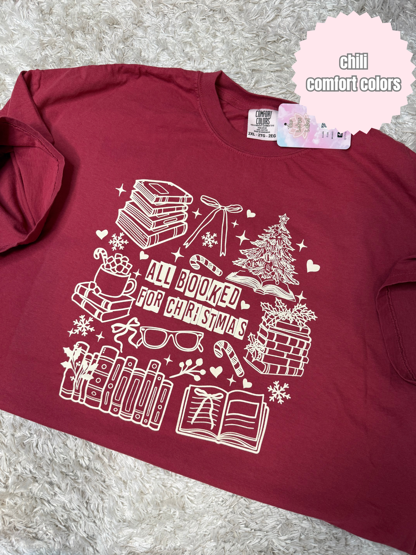 All Booked For Christmas Shirt (beige ink)