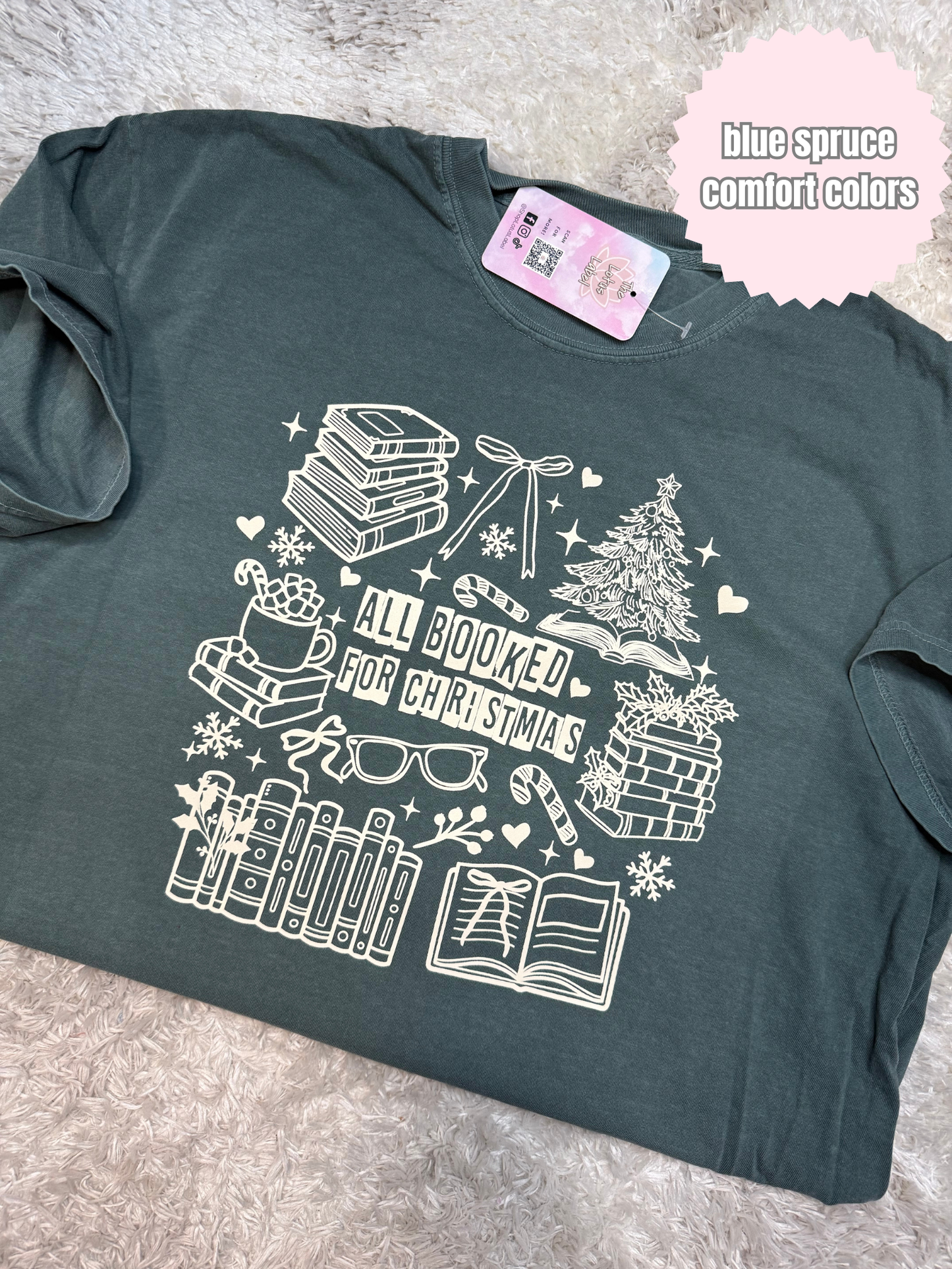 All Booked For Christmas Shirt (beige ink)