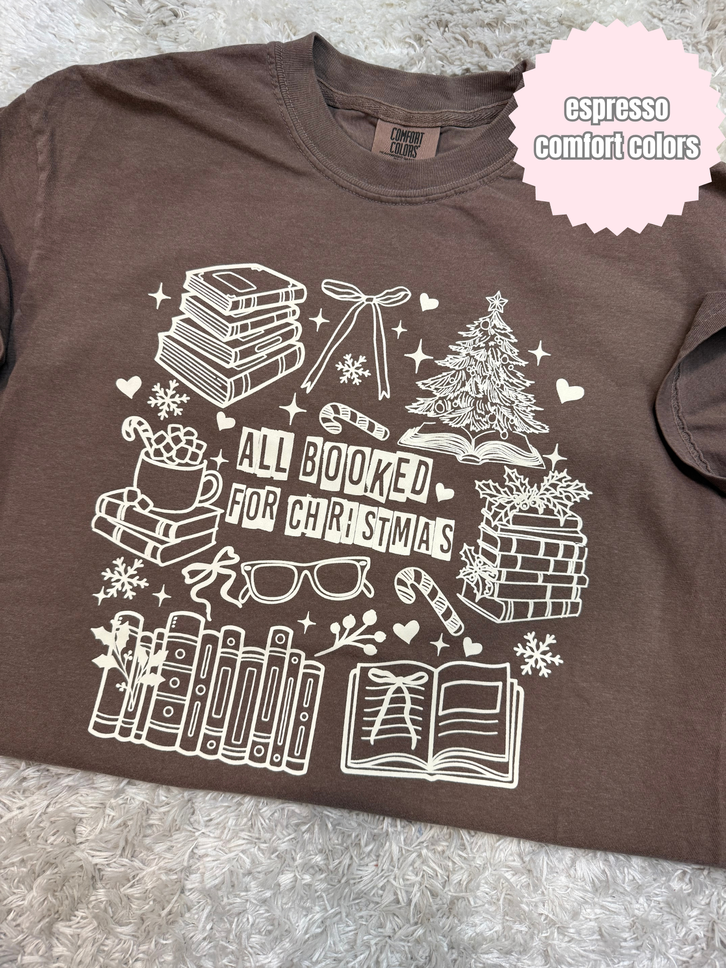 All Booked For Christmas Shirt (beige ink)